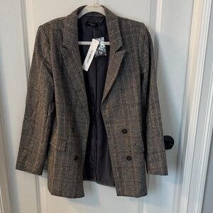 Zara Charcoal and Black Plaid Blazer
